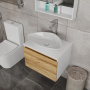 Комплект мебели для ванной, 2 предмета (Тумба Bau Dream Blackwood 60, зеркальный шкаф Bau Dream 60, белый)