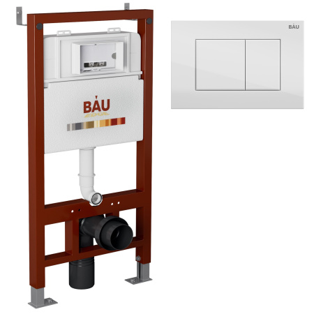 Комплект BAU 6 в 1: инсталляция BAU PRO, унитаз подвесной торнадо Bau Dream Hurricane-3, сиденье дюропласт микролифт, клавиша BAU Stil, белый глянец