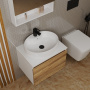 Комплект для ванной, 4 предмета (Тумба подвесная Bau Blackwood 60 + Раковина BAU 51х41, с отв. под см-ль + Смеситель Cerama Black, выпуск черный)