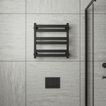 Полотенцесушитель дизайнерский электрический BAU Elite Black 53х52, подключение справа, черный матовый