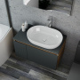 Комплект для ванной, 4 предмета (Тумба подвесная Bau Blackwood 80 графит + Раковина BAU 59х40 + Смеситель Hotel Still, нерж. сталь, выпуск белый)