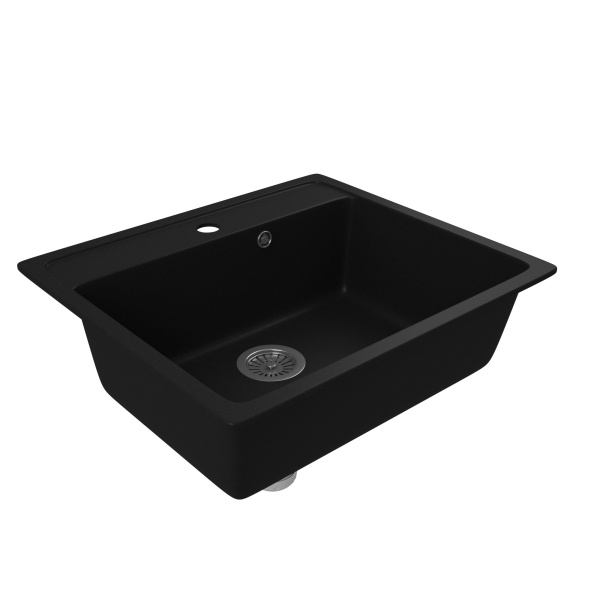 Мойка для кухни BAU Stil Black coal 56х50, выпуск с сифоном в комплекте, черный уголь