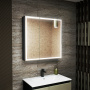 Зеркало-шкаф Bau Elite 80х80 Black Edition Soft touch, LED, сенсор, розетка, черный оборачиваемый