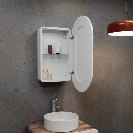 Зеркальный шкаф Bau Kups 45х80 White Edition, LED, сенсор на взмах, лев/прав., белый