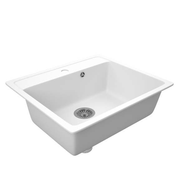 Мойка для кухни BAU Stil White snow 56х50, выпуск с сифоном в комплекте, белый снег