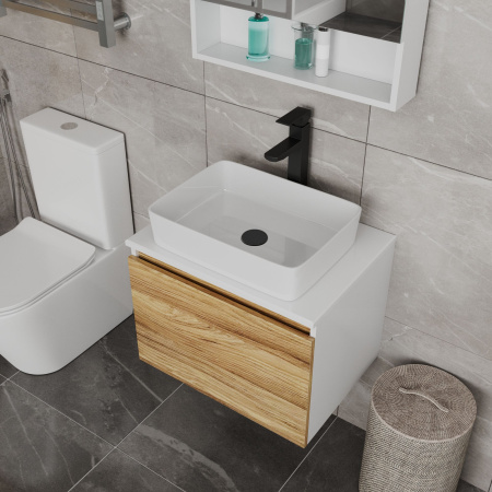 Комплект для ванной, 3 предмета (Тумба Bau Dream Blackwood 50, раковина BAU Mini 38х24, смеситель для раковины высокий Hotel Black, черный)