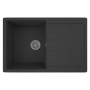 Мойка для кухни оборачиваемая с крылом BAU Stil Black stone 77х50, выпуск с сифоном в комплекте, черный камень
