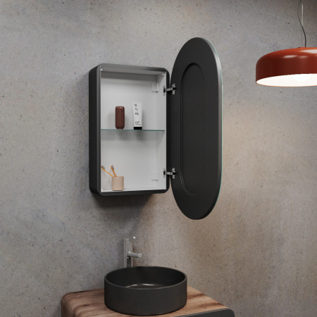 Зеркальный шкаф Bau Kups 45х80 Black Edition, LED, сенсор на взмах, лев/прав., черный