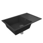 Мойка для кухни оборачиваемая с крылом BAU Stil Black stone 76х50, выпуск с сифоном в комплекте, черный камень