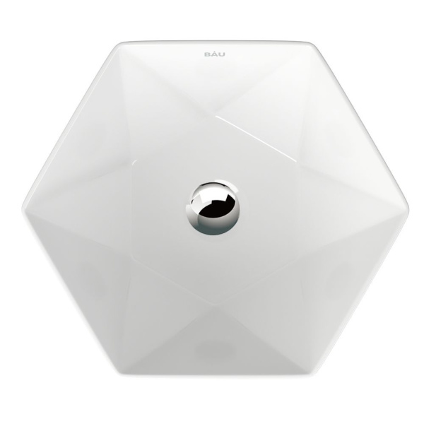 Раковина накладная на столешницу BAU Crystal 40х40, белая + выпуск клик-клак, хром