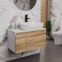 Комплект для ванной, 3 предмета (Тумба подвесная Bau Blackwood 80 + Раковина BAU 59х40, Смеситель высокий Hotel Black, черный)