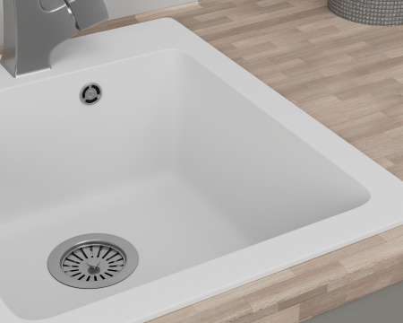 Мойка для кухни BAU Stil White snow 42х50, выпуск с сифоном в комплекте, белый снег