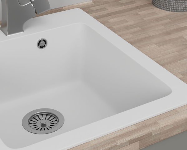 Мойка для кухни BAU Stil White snow 42х50, выпуск с сифоном в комплекте, белый снег