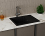 Мойка для кухни оборачиваемая с крылом BAU Stil Black coal 61х50, выпуск с сифоном в комплекте, черный уголь