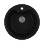 Мойка для кухни BAU Dream Black coal D 51, выпуск с сифоном в комплекте, черный уголь