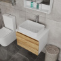 Комплект для ванной, 4 предмета (Тумба Bau Dream Blackwood 60, раковина BAU Hotel 48х37, смеситель для раковины Diadonna Dream, латунь, выпуск клик клак, белый)