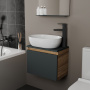 Комплект для ванной, 3 предмета (Тумба подвесная Bau Blackwood 50 графит + Раковина BAU 48х34, Смеситель высокий Hotel Black, черный)