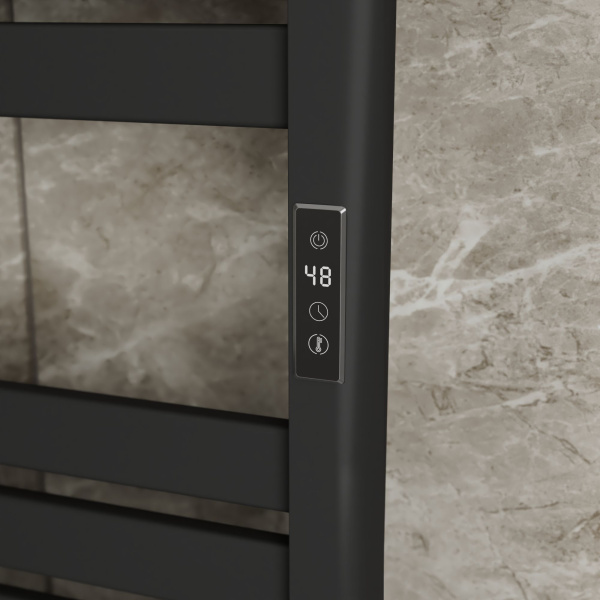 Полотенцесушитель дизайнерский электрический BAU Elite Elegant Black 80х45, подключение справа, черный матовый