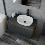 Комплект для ванной, 4 предмета (Тумба подвесная Bau Blackwood 80 графит + Раковина BAU 48х34 + Смеситель высокий Hotel Black, черный, выпуск черный)