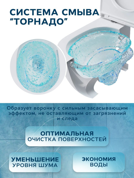Унитаз подвесной безободковый торнадо обратного потока Bau Dream 52х36 Hurricane-2, быстросъемное тонкое сиденье дюропласт микролифт