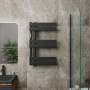 Полотенцесушитель дизайнерский электрический BAU Eastern Wind Black 80х50, подключение нижнее, черный матовый