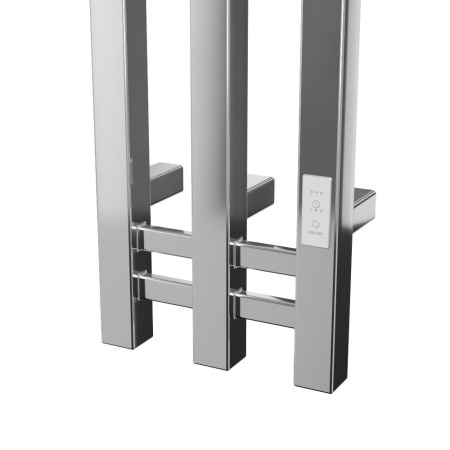 Полотенцесушитель дизайнерский электрический, профильный BAU Stella Square 12х160, 3 коллектора, 2 крючка, нерж. сталь полированная