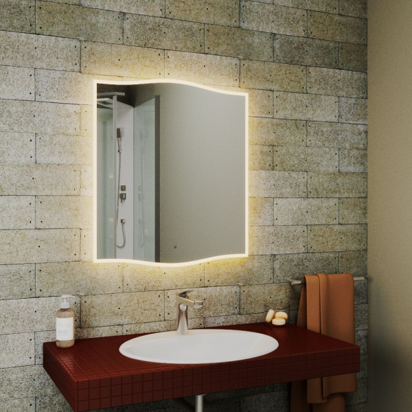 Зеркало Plaza Limited Edition 650х745, сенсор на взмах, c LED подсветкой, защитный корпус с высокой светопроницаемостью, теплый свет