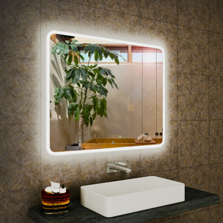 Зеркало Bau Stil 100х70, LED подсветка, сенсор, пластиковый защитный корпус