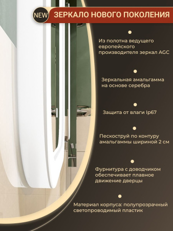 Зеркало Bau Stil 40х70, LeD подсветка, сенсор, антипар, пластиковый защитный корпус