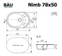 Мойка для кухни оборачиваемая овальная BAU Nimb Black coal 78х50, выпуск с сифоном в комплекте, черный уголь
