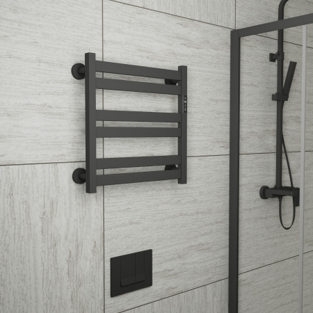 Полотенцесушитель дизайнерский электрический BAU Elite Black 53х52, подключение справа, черный матовый