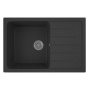 Мойка для кухни оборачиваемая с крылом BAU Stil Black stone 75х50, выпуск с сифоном в комплекте, черный камень