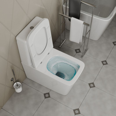 Унитаз напольный безободковый торнадо обратного потока Bau Stil Hurricane-2, усиленное бысросъемное сиденье микролифт