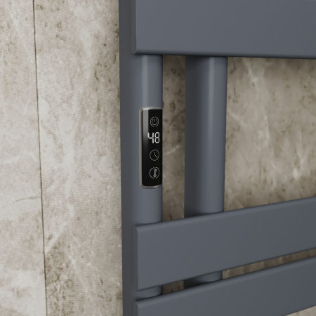 Полотенцесушитель дизайнерский электрический BAU Eastern Wind Gun Grey 80х50, подключение нижнее, темно-серый металлик