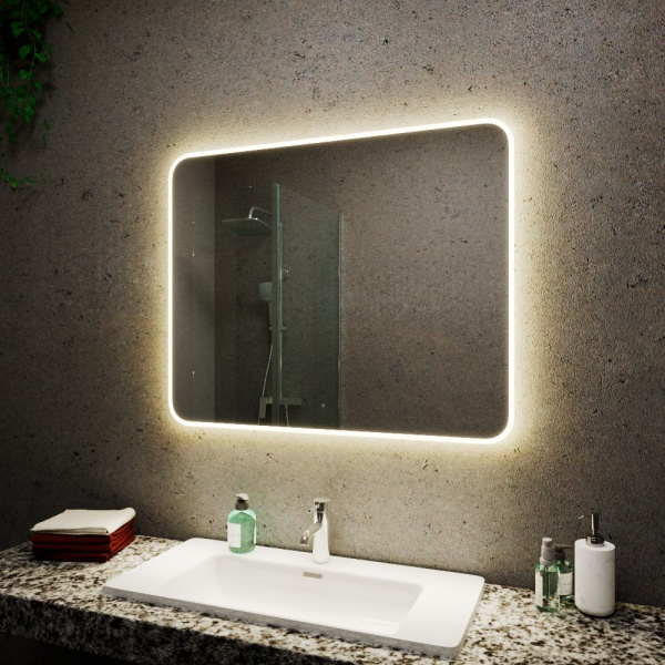 Зеркало Bau Palace Limited Edition 1200х800, сенсор на взмах, c LED подсветкой, защитный корпус с высокой светопроницаемостью, теплый свет