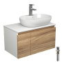 Комплект для ванной, 4 предмета (Тумба подвесная Bau Blackwood 80 + Раковина BAU 60х42, с отв. под см-ль + Смеситель Hotel Still, выпуск белый)