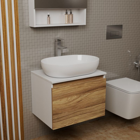 Комплект для ванной, 3 предмета (Тумба подвесная Bau Blackwood 60 + Раковина BAU 59х40, Смеситель высокий Hotel Still, нерж. сталь)
