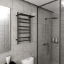 Полотенцесушитель электрический с полкой BAU Stil Shelf 40х80, 7 планок, универсальный, черный матовый RAL 9005