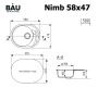 Мойка для кухни оборачиваемая овальная BAU Nimb White snow 58х47, выпуск с сифоном в комплекте, белый снег
