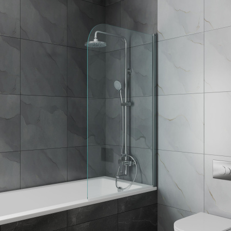 Шторка на ванну BAU Dream поворотная 140x80, прозрачное закаленное стекло 6 мм, хромированный профиль