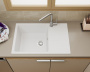 Мойка для кухни оборачиваемая с крылом BAU Stil White snow 76х50, выпуск с сифоном в комплекте, белый снег