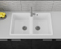 Мойка для кухни двойная чаша BAU Stil White snow 77х50, выпуск с сифоном в комплекте, белый снег