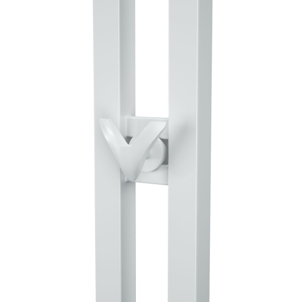 Полотенцесушитель дизайнерский электрический, профильный BAU Stella Square 10х160, 2 коллектора, 2 крючка, белый полуматовый