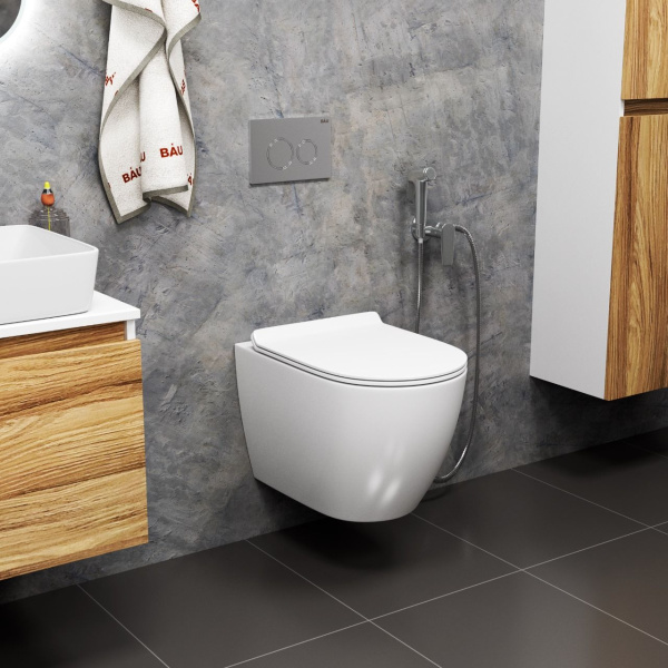 Унитаз подвесной безободковый Bau Dream 53, сиденье дюропласт микролифт