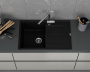 Мойка для кухни врезная кварцевая в комплекте с сифоном BAU Stil Anthracite 78х51, антрацит