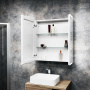 Зеркало-шкаф Bau Stil 70х80, LED подсветка, сенсор, плавное закрывание, оборачиваемый