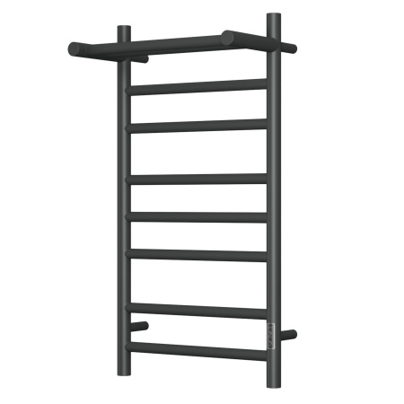 Полотенцесушитель электрический с полкой BAU Stil Shelf 40х80, 7 планок, универсальный, черный матовый RAL 9005