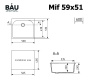 Мойка для кухни BAU Mif White snow 59х51, выпуск с сифоном в комплекте, белый снег