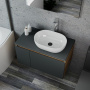 Комплект для ванной, 4 предмета (Тумба подвесная Bau Blackwood 80 графит + Раковина BAU 48х34 + Смеситель Hotel Still, нерж. сталь, выпуск черный)