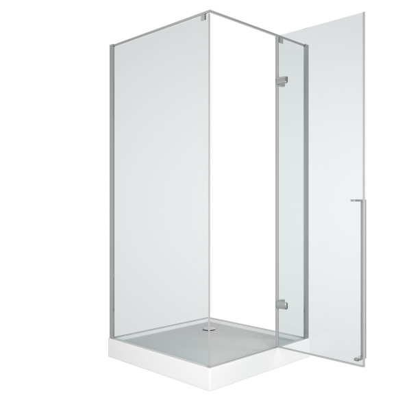 Душевой уголок квадратный BAU Stil pattern 90х90х200, с поддоном 12,5 см, закаленное стекло 6 мм, профиль хромированный алюминий, с сифоном